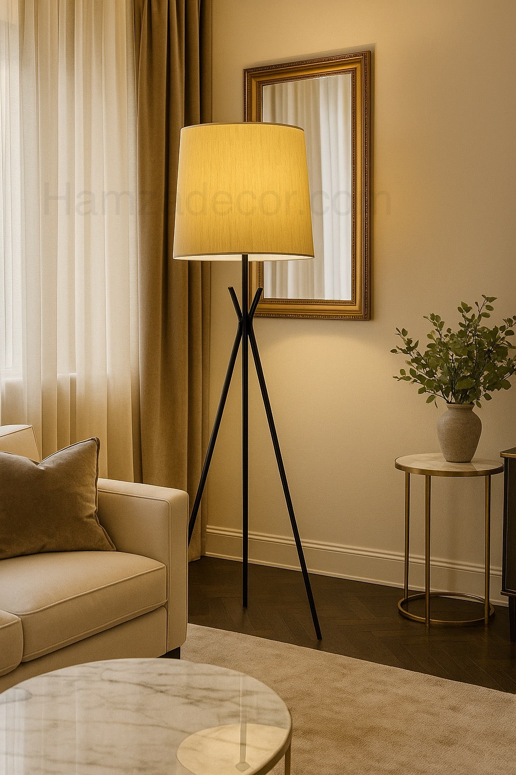 Modern Tripod Floor Lamp – Warm Ambient Lighting