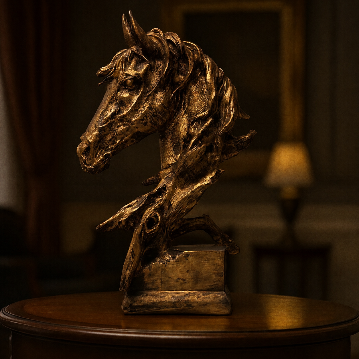Antique Bronze Horse Head Sculpture – Elegant Decorative Home Décor