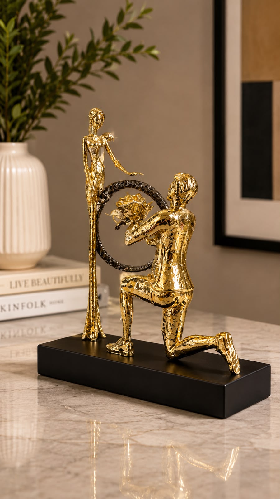 Golden Couple Artistic Sculpture – Luxury Modern Table Decor