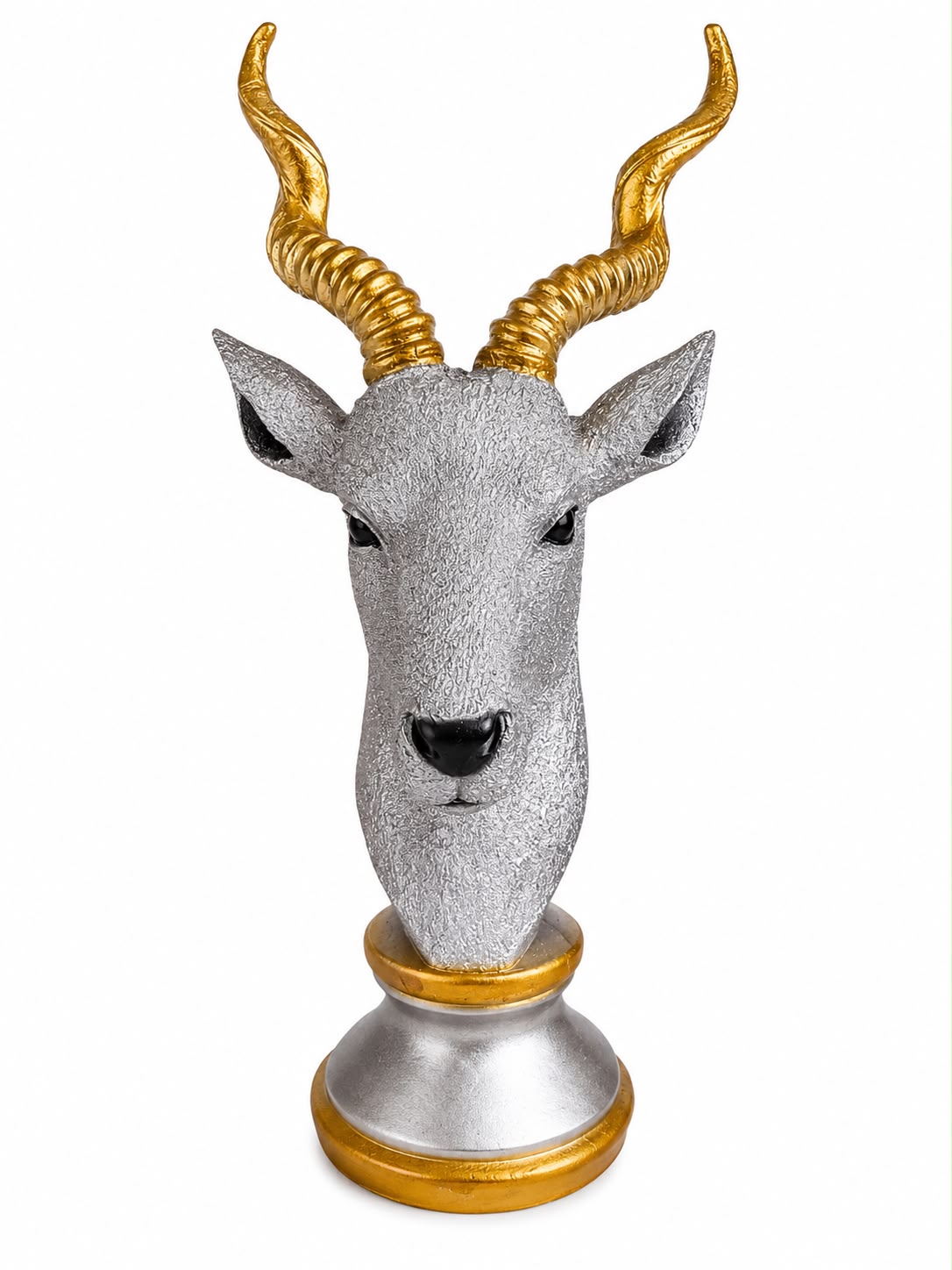 Majestic Silver & Gold Deer Head Decorative Sculpture