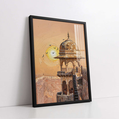 Ancient Mosque Minarate At Sunset (Single Panel) Digital Painting Wall Art