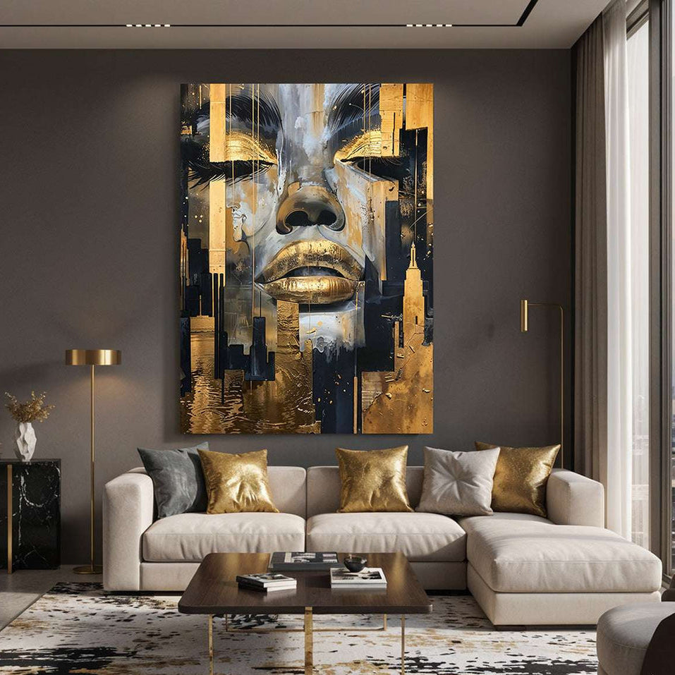 A Woman of the Golden City Digital Painting (Single Panel) Abstract Wall Art
