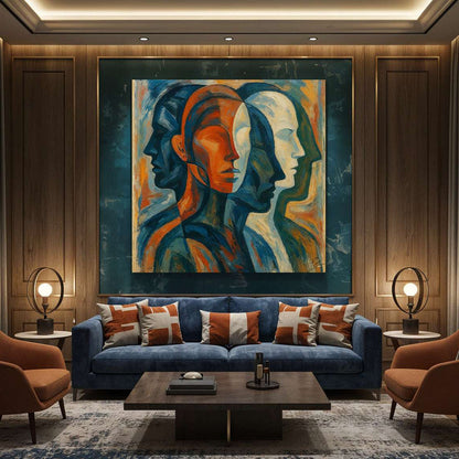 Man with Multiple Personalities Digital Painting (Single Panel) Square Wall Art