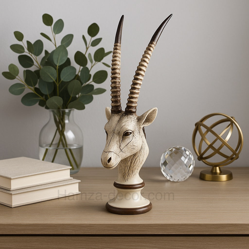 12-Inch Markhor Sculpture – Premium Resin Décor with Solid Base & Realistic Detailing