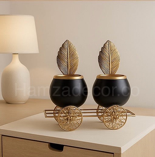 Luxury Metal Candle Stand – Black & Gold Elegant Design