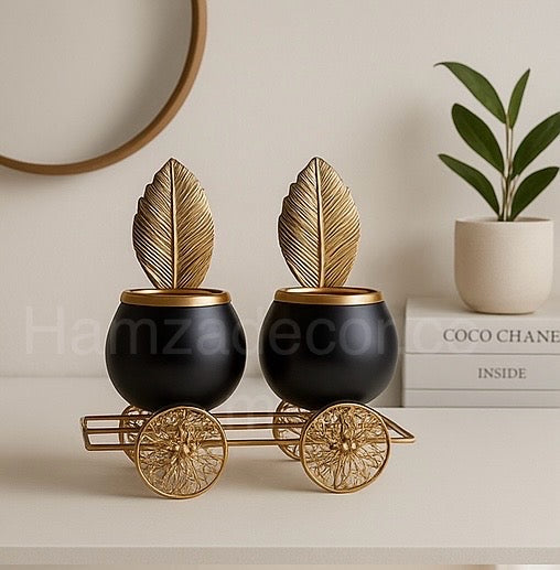 Luxury Metal Candle Stand – Black & Gold Elegant Design