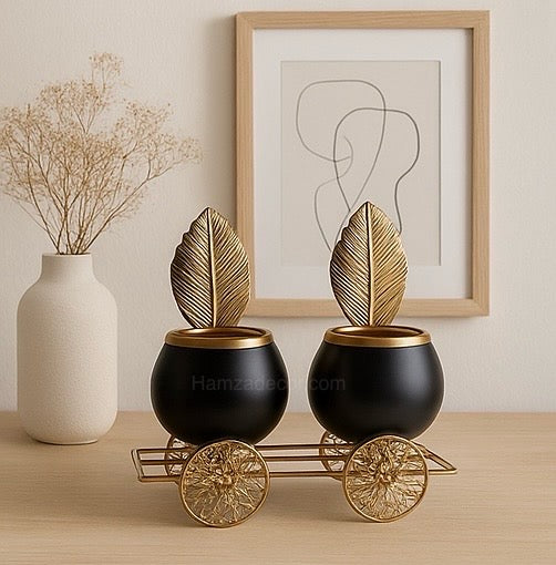 Luxury Metal Candle Stand – Black & Gold Elegant Design