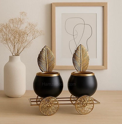 Luxury Metal Candle Stand – Black & Gold Elegant Design