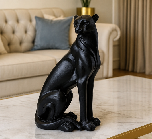 Black Panther Sculpture – Modern Luxury Animal Figurine