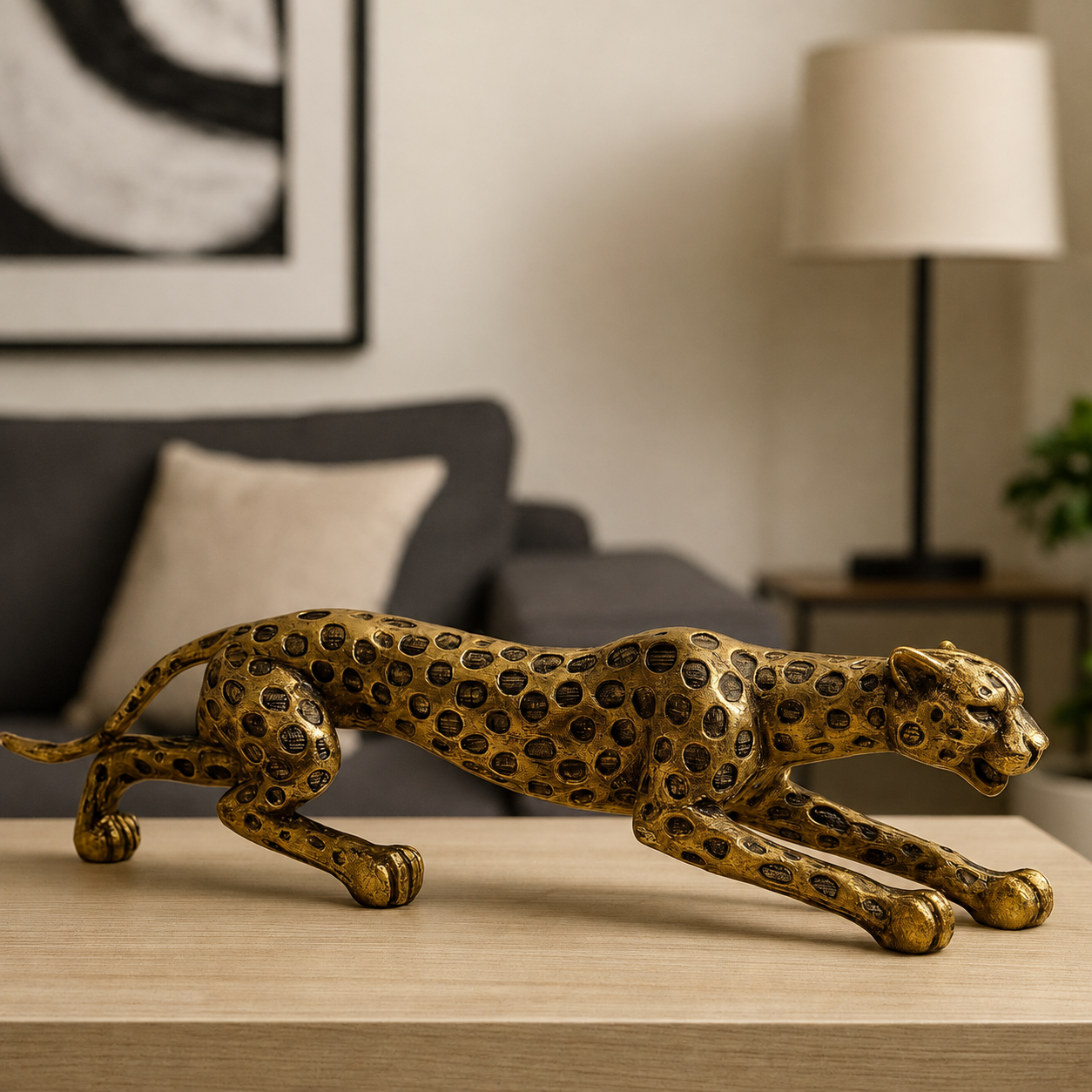 Golden Cheetah Sculpture