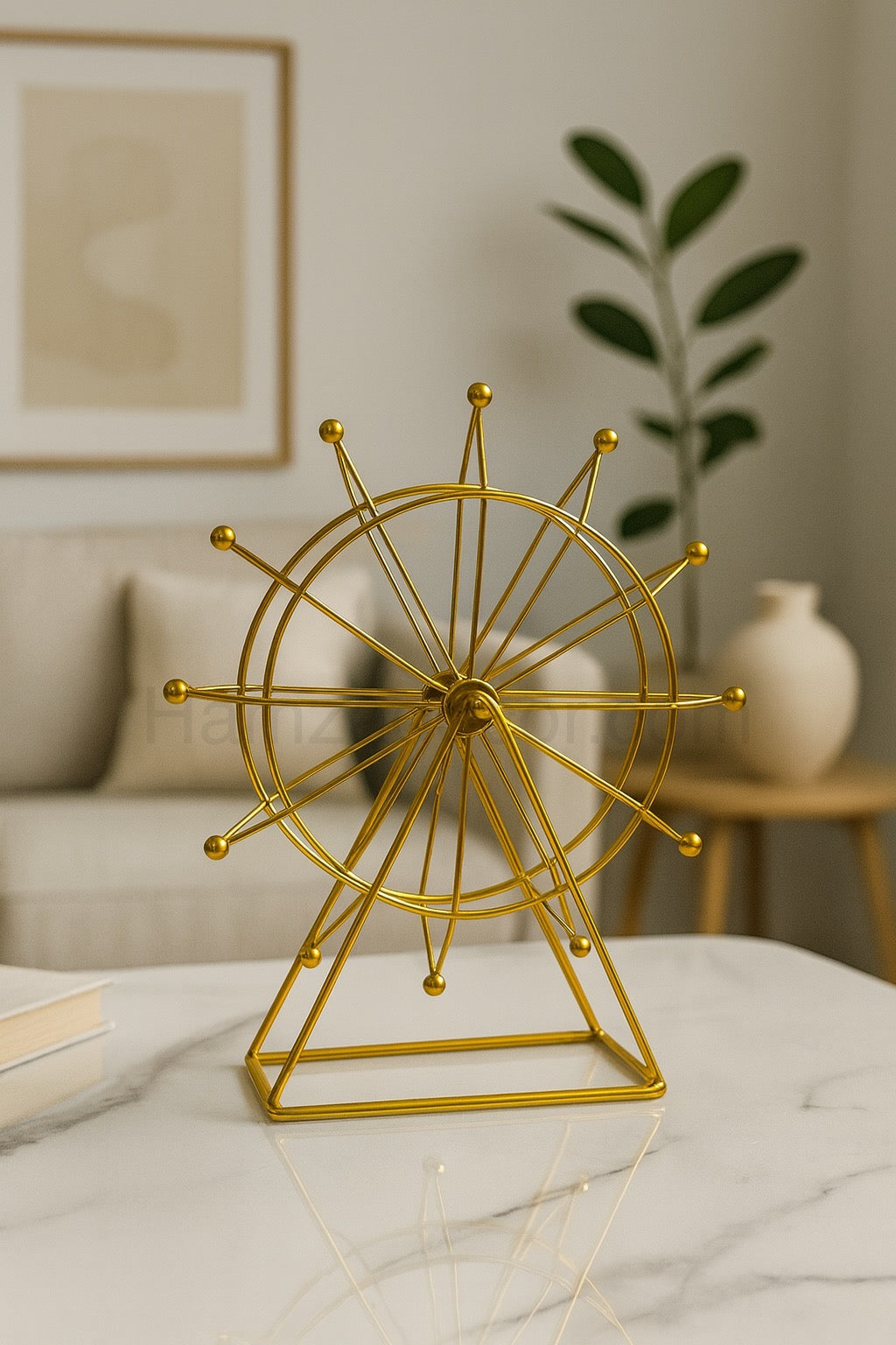 Golden Metal London Eye Decor Wheel - 8-Inch
