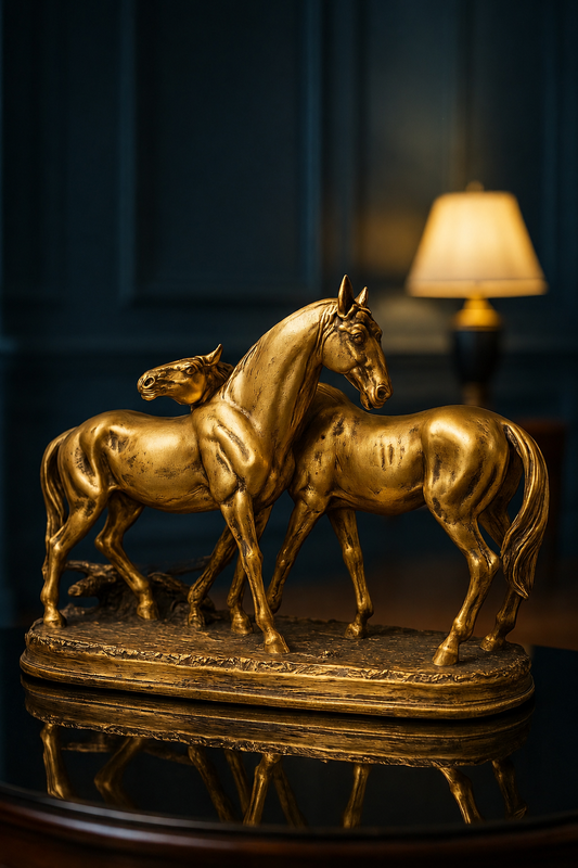 Royal Golden Horse Pair Sculpture