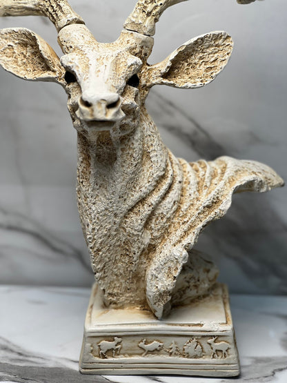 Elegant White Deer Sculpture with Antlers – Luxury Home Décor