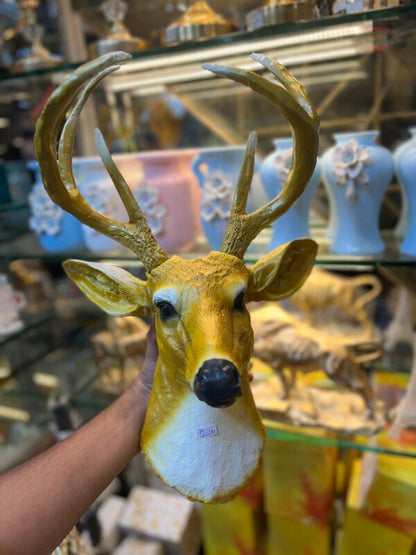 Elegant White Deer Sculpture with Antlers – Luxury Home Décor