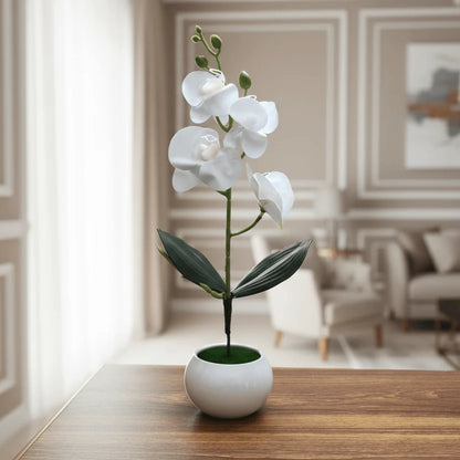 White Blossom Artificial Plant and Pot