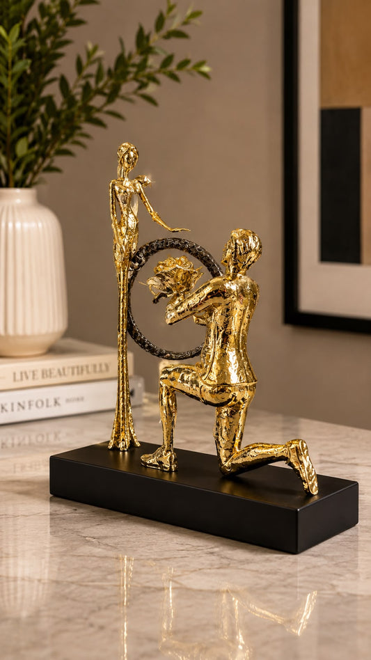 Golden Couple Artistic Sculpture – Luxury Modern Table Decor