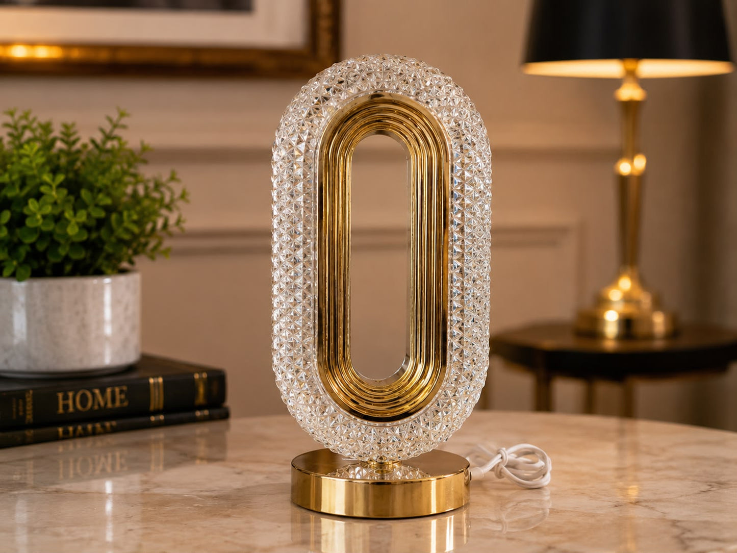 Luxury Crystal Gold Arch LED Table Lamp