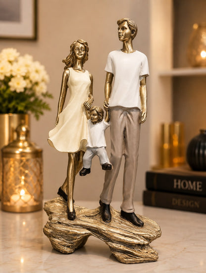 Elegant Romantic Couple Figurine – Gold & White Love Sculpture