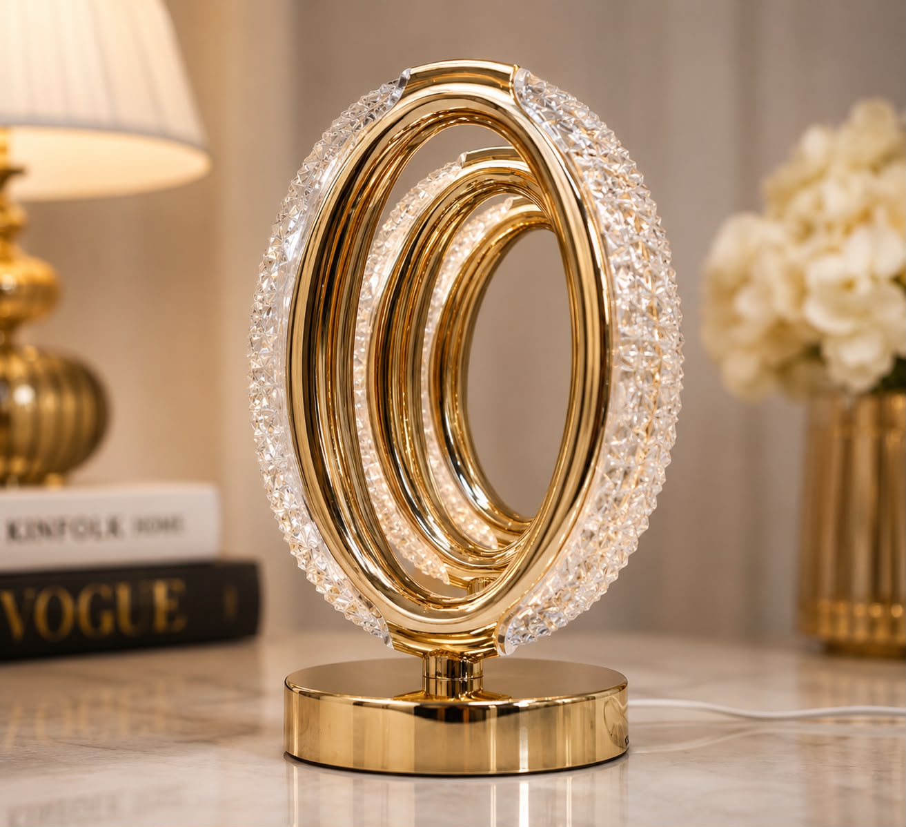 Luxury Crystal Gold Arch LED Table Lamp